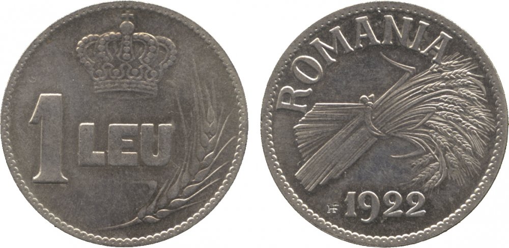 1922 - 1 Leu HF - Ni 4.73gr