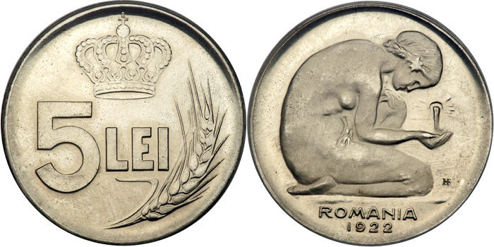 1922 - 5 Lei - nichel