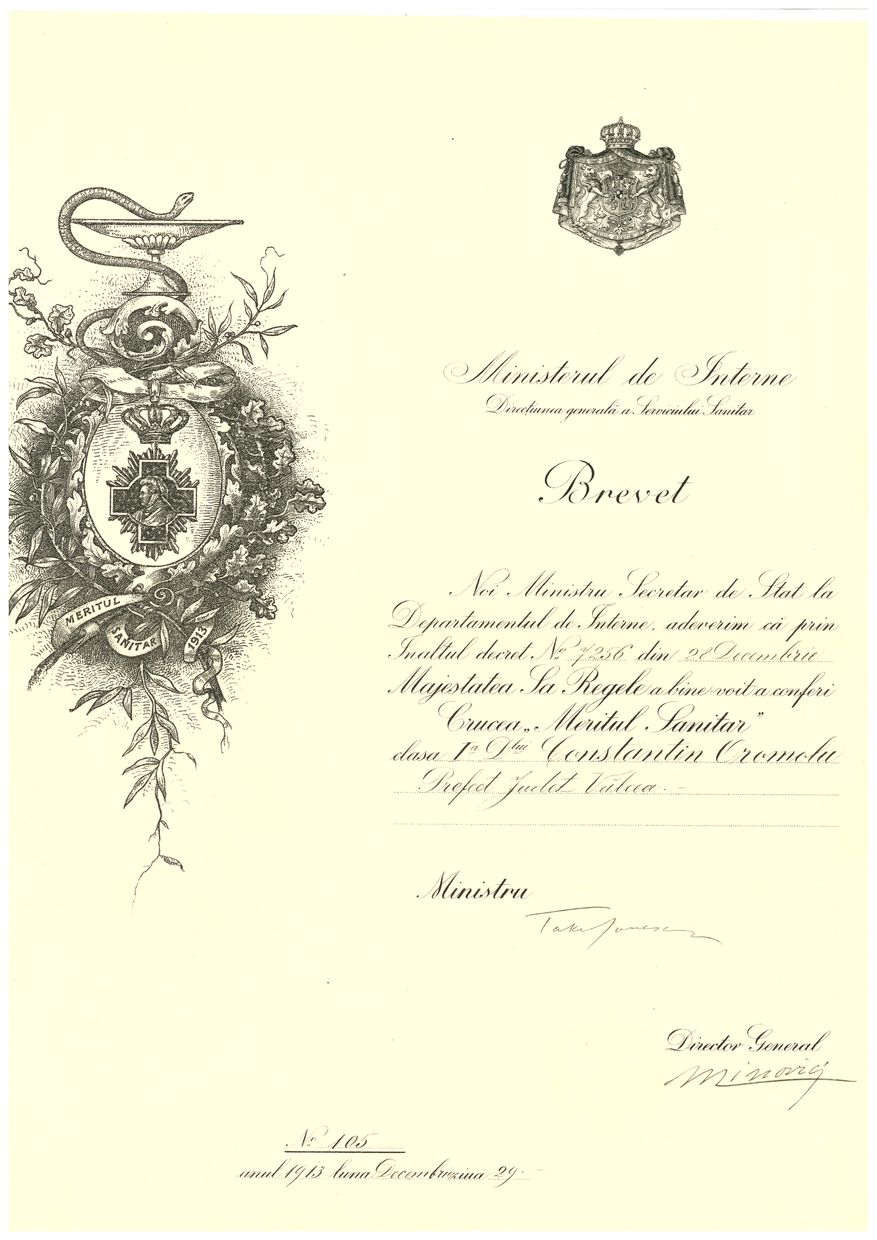 1913 - Crucea Meritul Sanitar cl.1