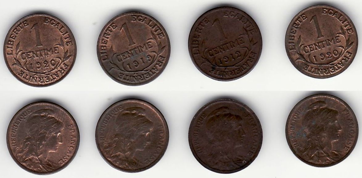1912-1920 - 1 centime FR - 8 euro