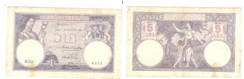 5lei 22nov1928 XF un singur pliu pe mijloc 40RON