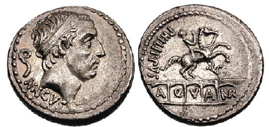 denar emis de L.Marcius Fillipus in 56 i.e.n.