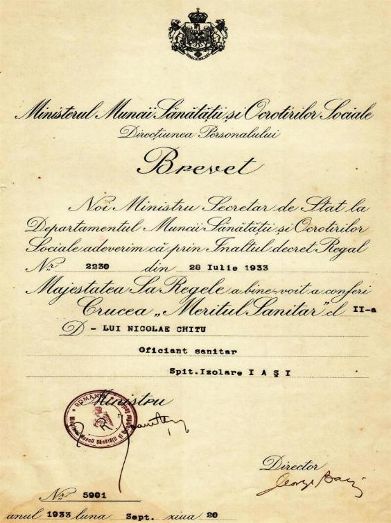 1933 - Brevet Mertul Sanitar cl.2