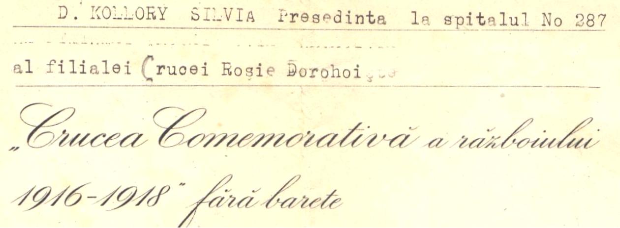 1921 - Brevet Crucea Comemorativa 1916-18 - detaliu